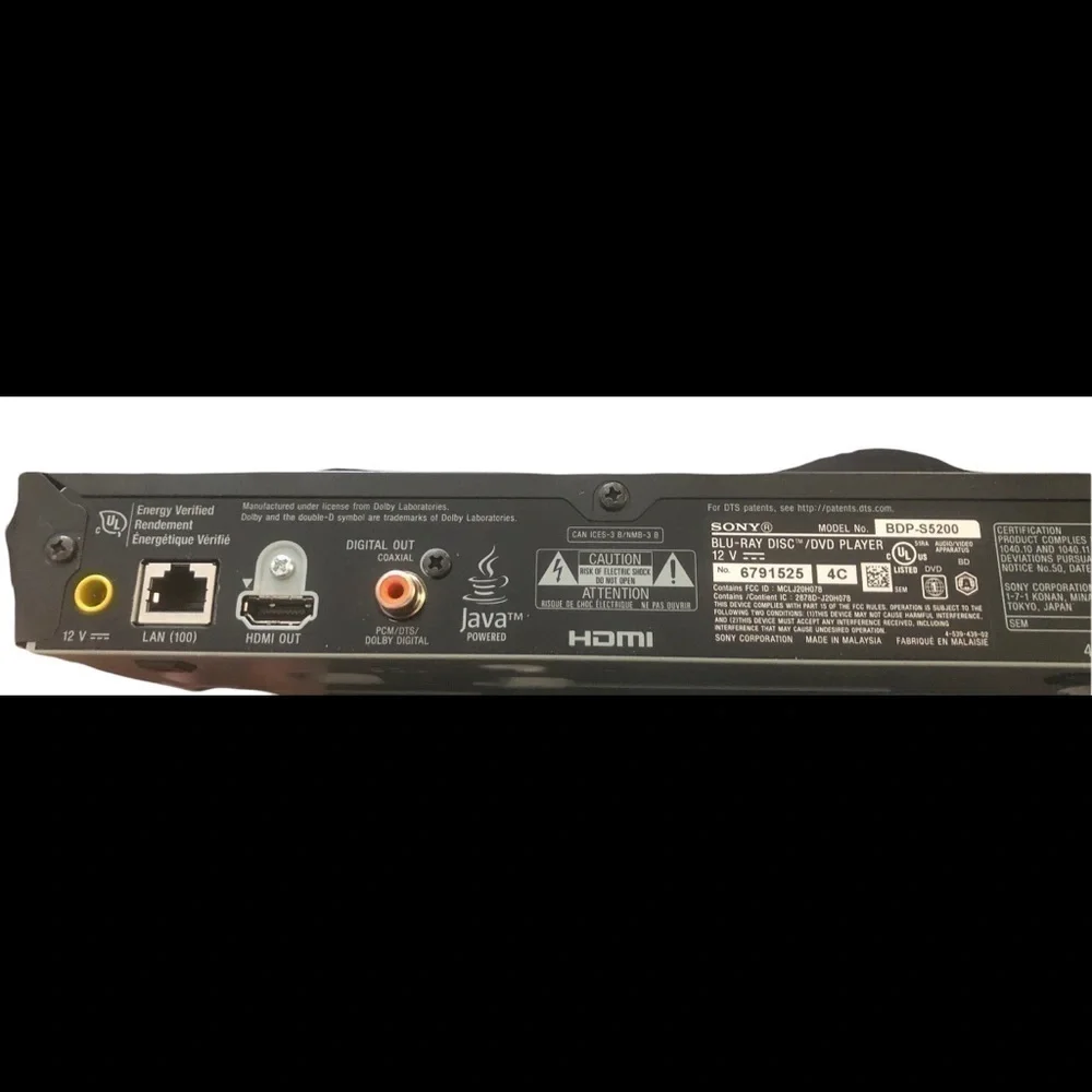 Sony Wire-less LAN Built-In Blu-Ray 3D Player 10.5X8 Adapter BDP-S5200 Working